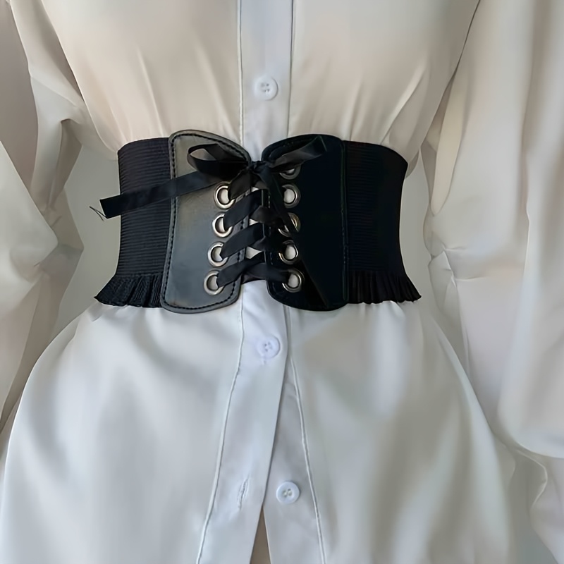 a black waist belt women featuring a wide tie Temu Bahrain