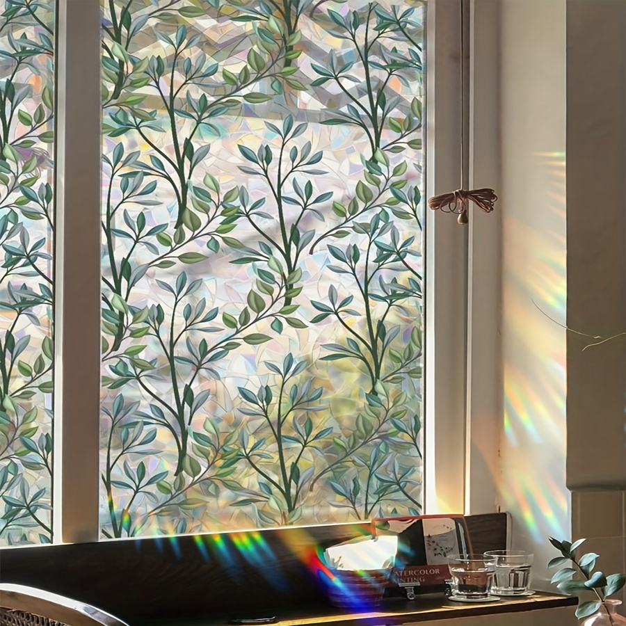 

1pc Leaf Pattern Window Film, Static Clings Glass Film, Window Privacy Film, Static Window Sticker For Home Decor