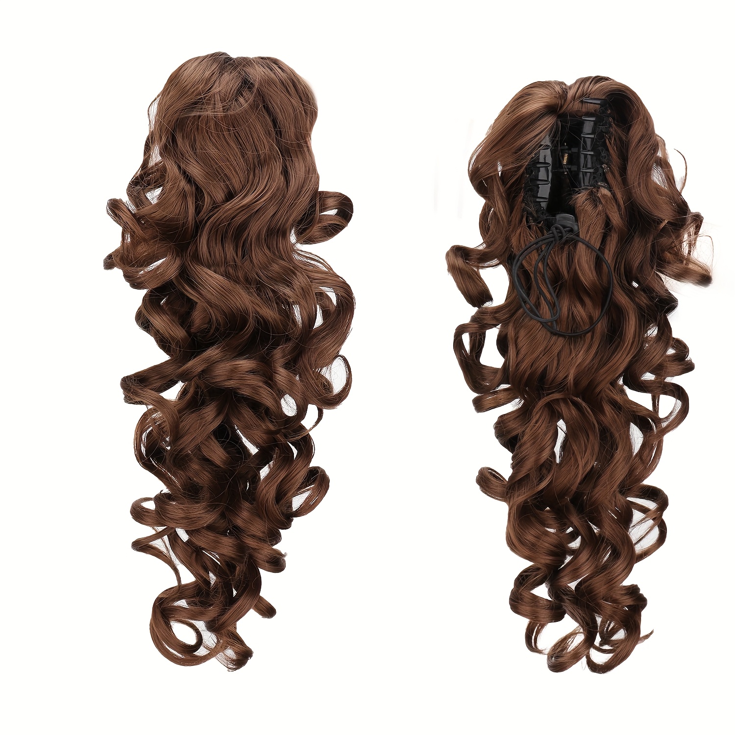 heat resistant synthetic curly wave ponytail wig   retro style for women secure clip on for daily wear festive occasions all   heatresistant fibers hair wig details 2