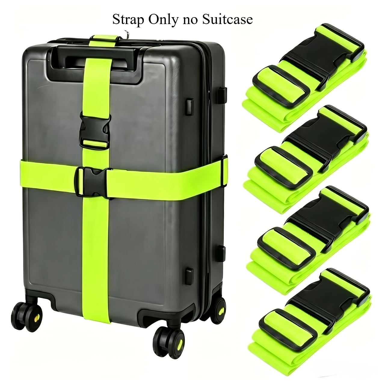 4er-Pack Gepäckgurte, Langlebiges Polyester, Diebstahlschutz, Rutschfest, Verstellbare Reise-Gepäckgurte mit…: retailer-supplied image