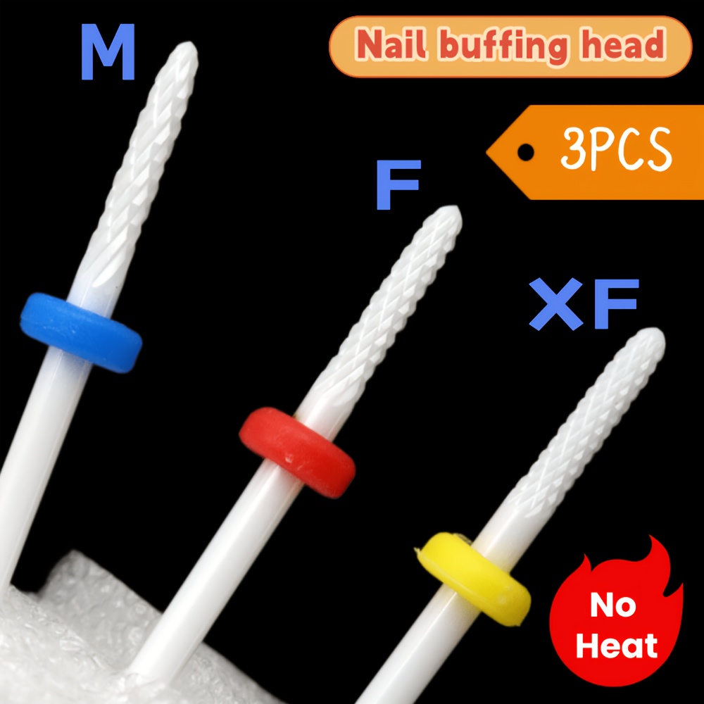 TEMU 3pcs Ceramic Nail Drill Bit Set For Gel Polish Removal, Acrylic Removal & Nail Prep, Professional Bits, 3/32" Shank