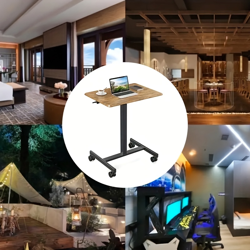 Small Mobile Stading Desk - Sit Stand Desk, Portable Rolling Laptop Desk With Lockable Wheels, Overbed Table With Wheels Adjustable Height, Computer Workstations