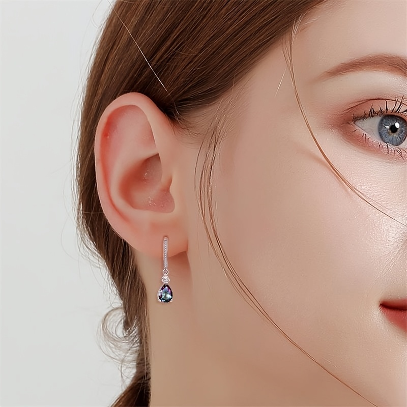 S925 Silvery Mystical Rainbow Ear Buckle Small Earrings