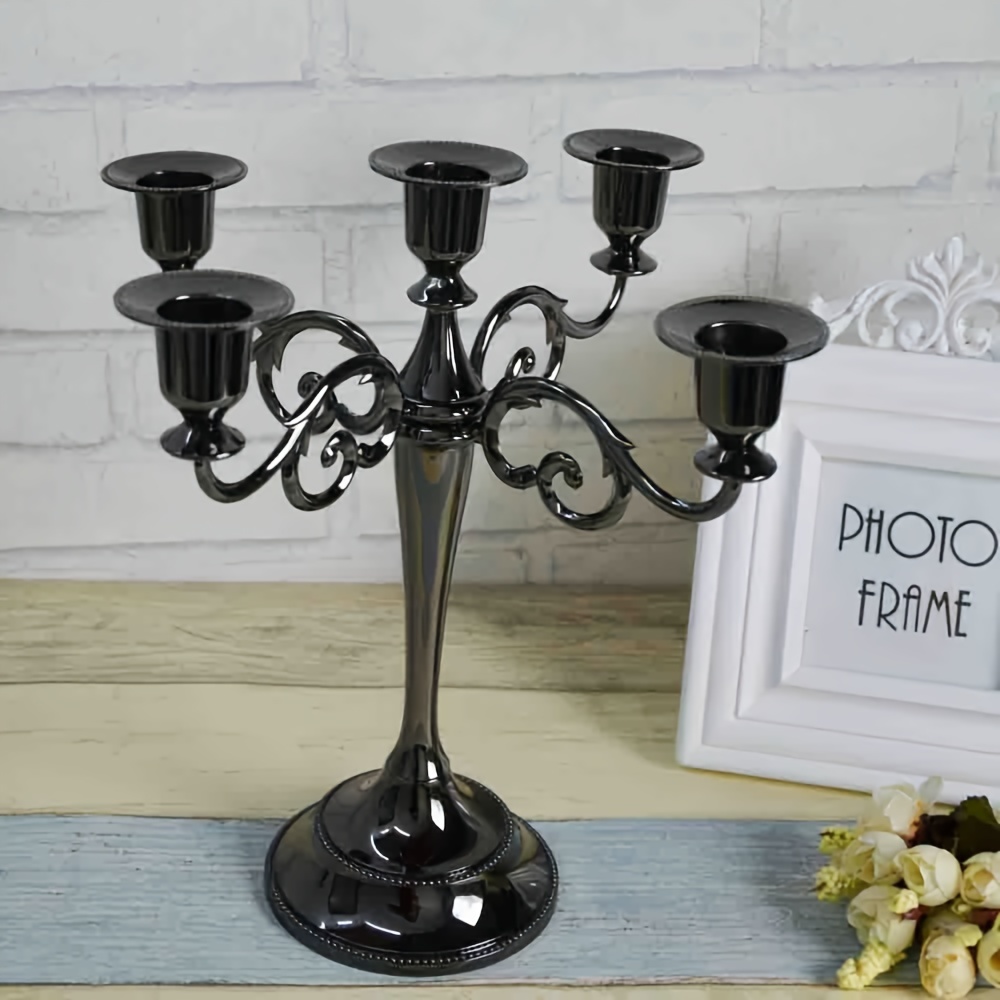 

5-candle Metal Candelabra Candlestick Holders 10.6 Inch Tall Candle Holder Wedding Event Candelabra Candle Stand (black Candelabra) Seasonal Holiday Decorations, Candleholders