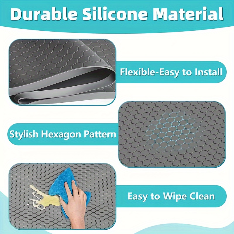 flexible silicone   waterproof anti drip liner for kitchen and bathroom cabinets 28x19 inches essential kitchen organization accessory details 0