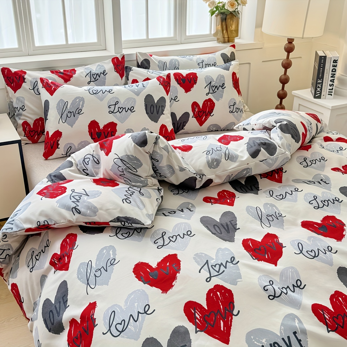TEMU 3pcs Bedding Heart Sunny Duvet Cover Set (1 Duvet Cover + 2 Pillowcases) Without Filling