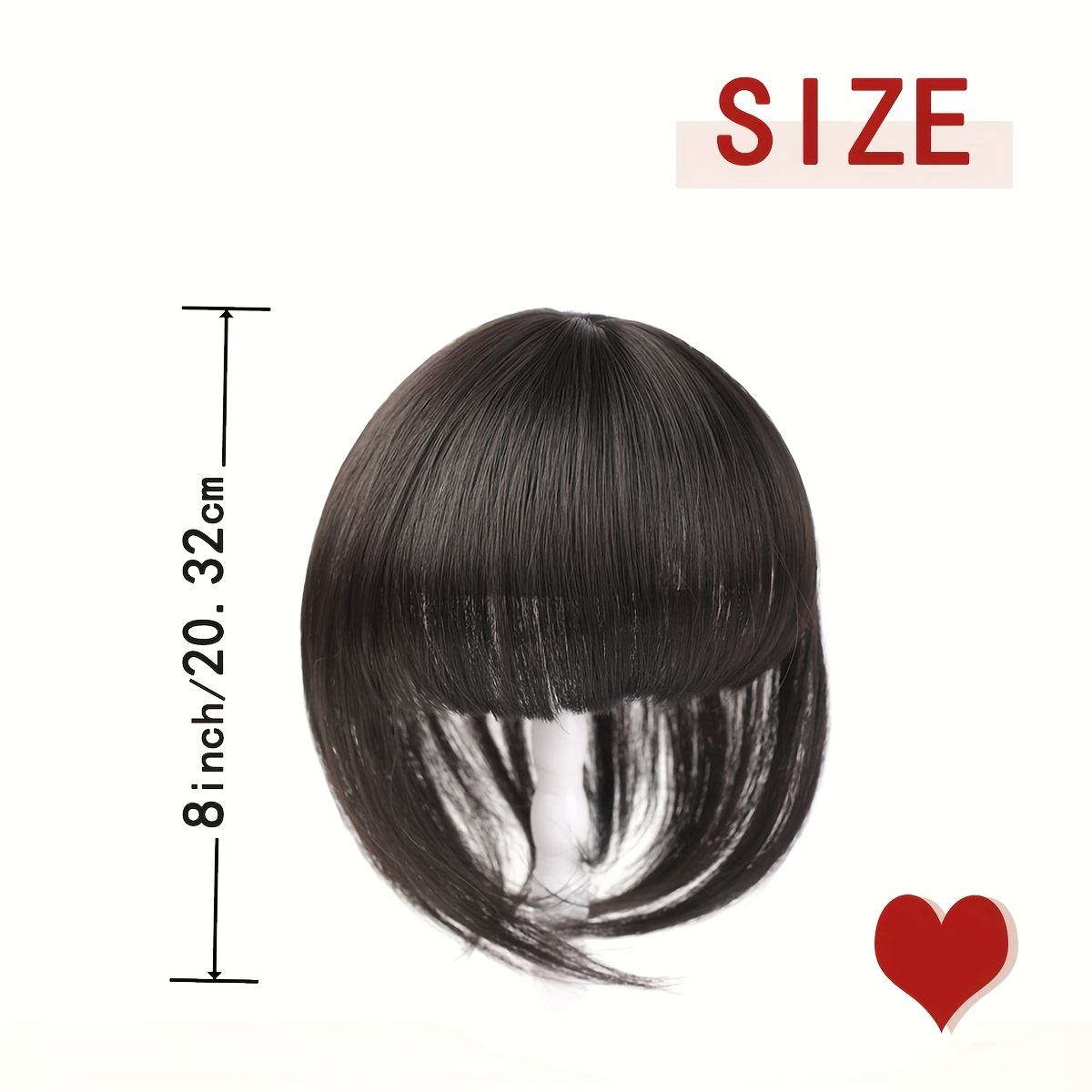 8 inch elegant womens topper with 3d bangs heat resistant synthetic fiber french air bangs   for   tones straight hair hair extensions wigs accessories details 4