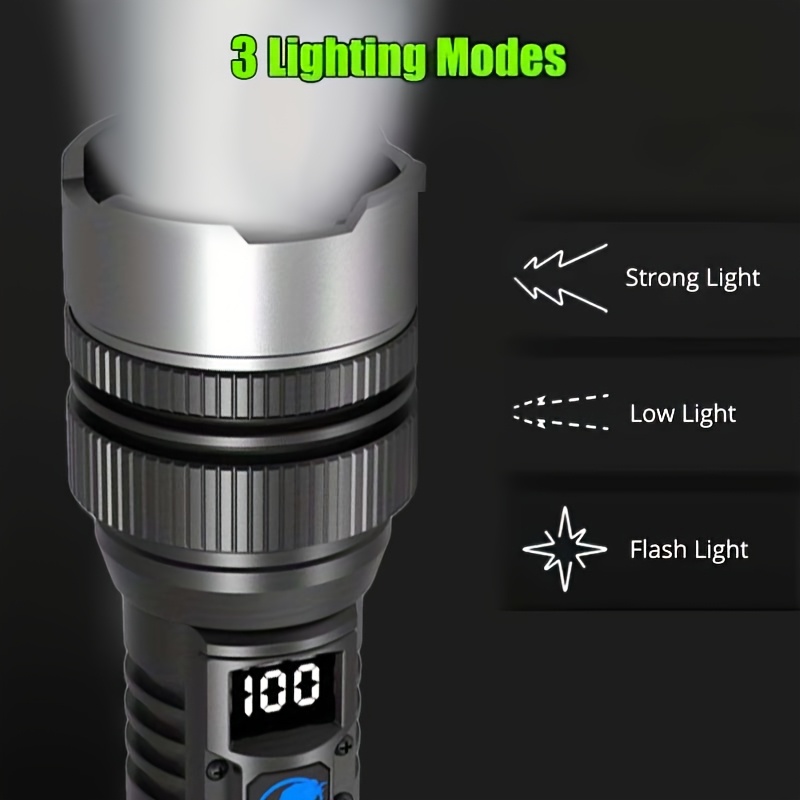1  bright rechargeable led flashlight     torch usb charging 3   1200mah long lasting battery ergonomic grip design ideal for camping hiking outdoor   outage emergency portable and durable ip44 Product details 6