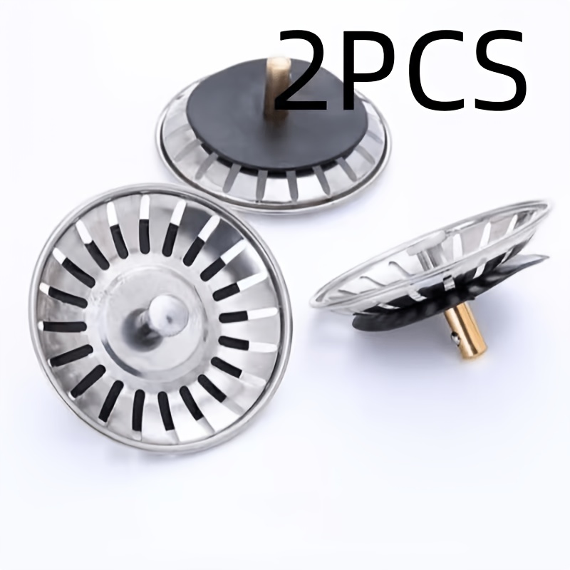 E-shop 2 Premium Edelstahl Küchenspülen Sieb und Stopfen - Beschichtet, Anti-Verstopfung, mit Haarfänger, für effiziente Abflussregulierung, Ideal für