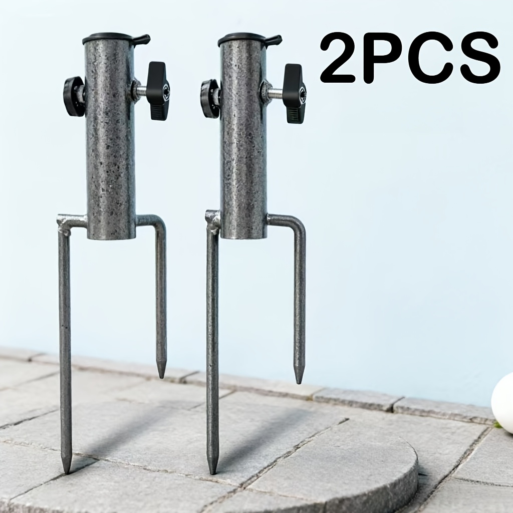 TEMU 2-pack Heavy Duty Metal Patio Umbrella Stand Base | Anchor For Flag, Fishing Rod, & Lawn | Durable Patio , Sun Shade Anchor For Fishing