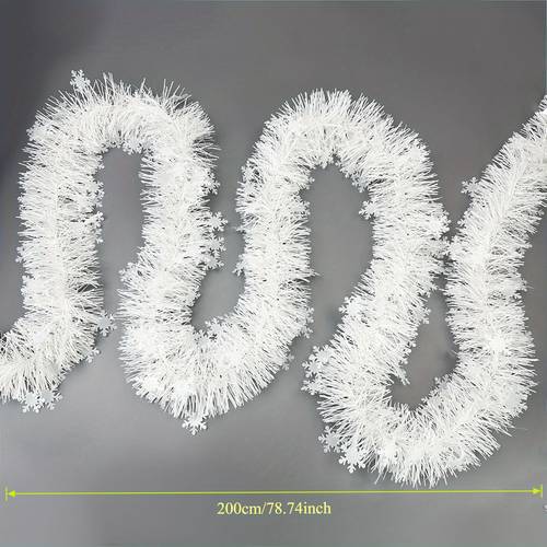 3 pack 600cm christmas snowflake garland 200 0cm festive white thick sequin decor for christmas tree plastic material no feathers no electricity needed christmas and halloween decorations