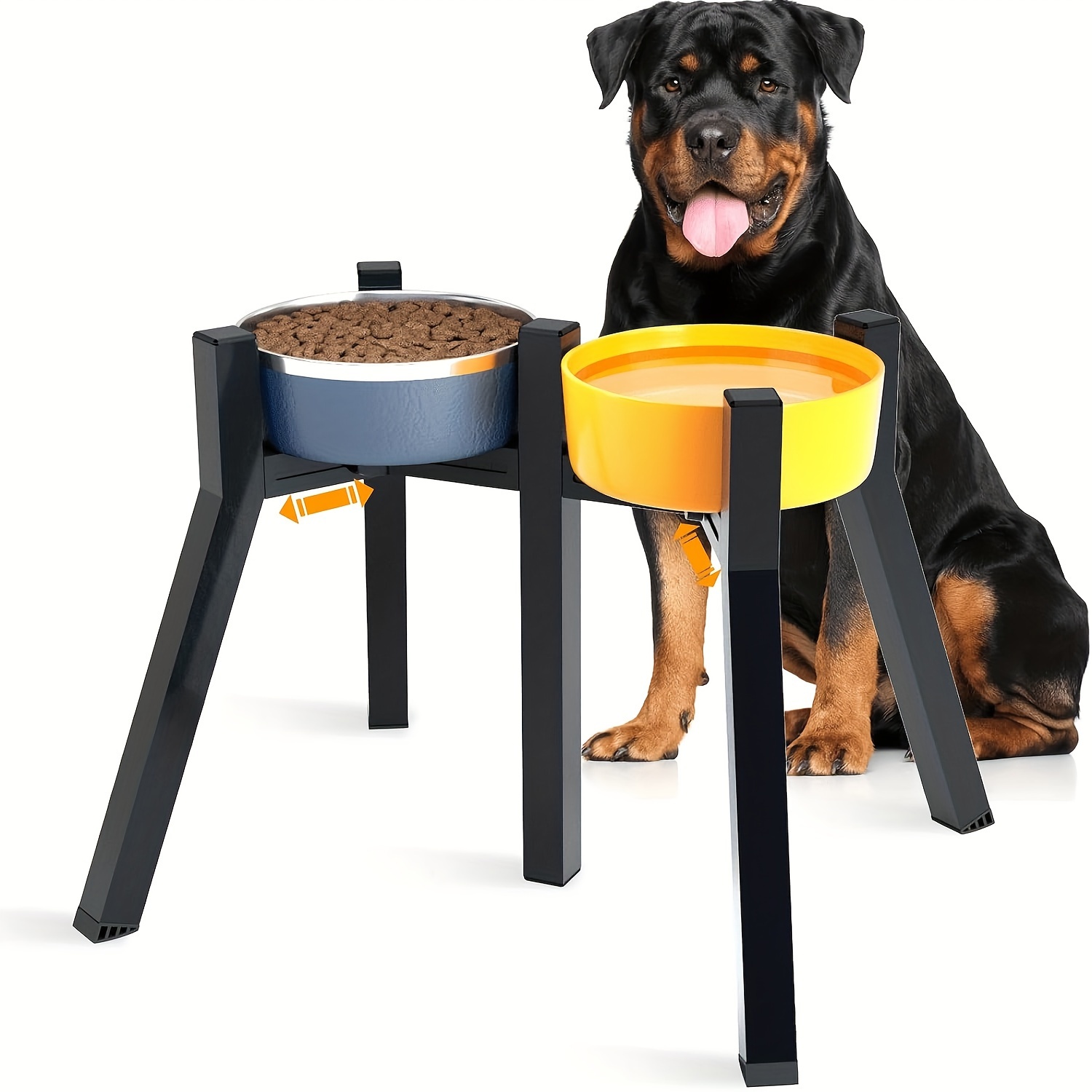 

Extra-tall " Adjustable Dog Bowl Stand For Large Breeds - Dual Slot, Elevated Feeder With Anti-tip Legs, Fits 7.6" Bowls (bowls Not Included)