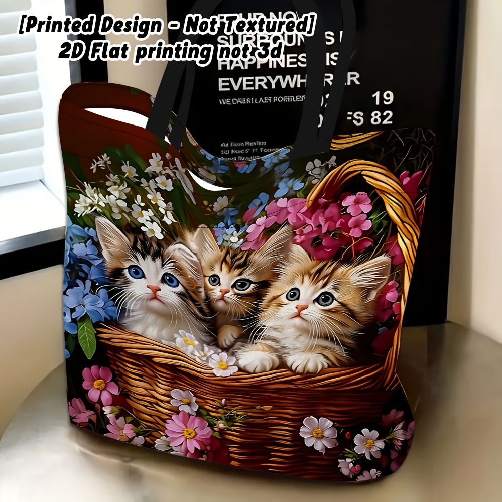 TEMU 2d Flat Printing [printed Design - Not Textured] 3 In A Basket Pattern Women's Shoulder Bag, Multi-functional Handbag, Reusable, For Daily Use,