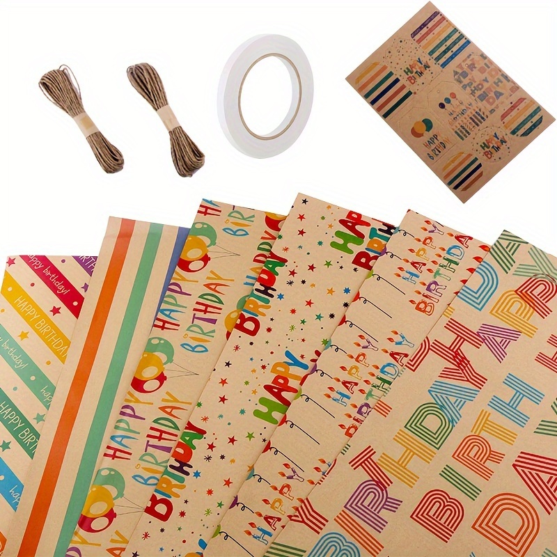 

5/6 Rolls Of Vibrant Birthday Wrapping - Balloons, Letters, And Candles Designs For ' Gifts