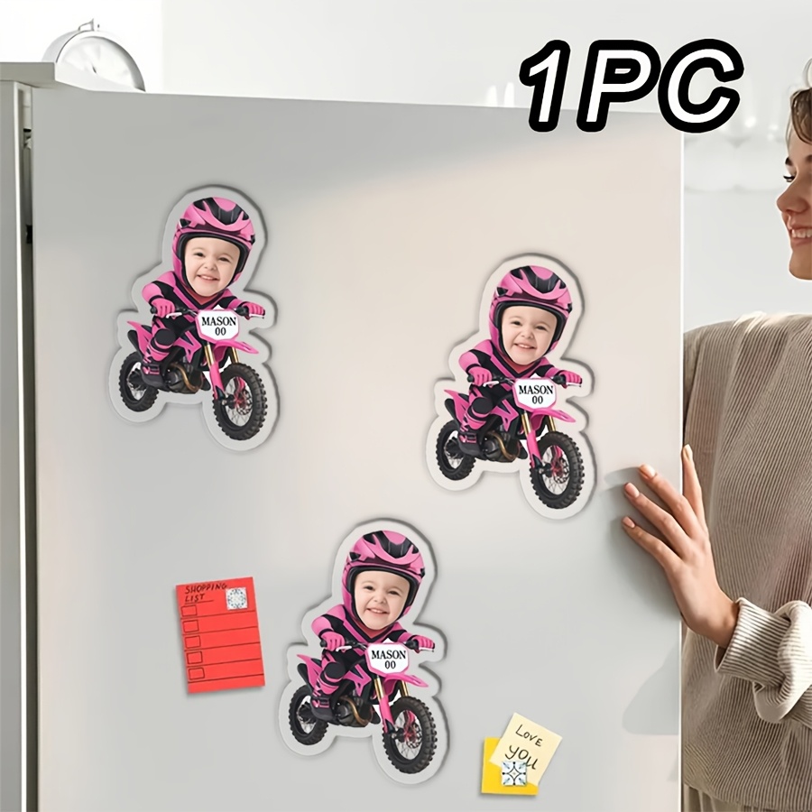 TEMU 1pc Personalized Customized Photo Refrigerator For, Personalized Cross-country Motorcycle Kitchen Magnet Customized Photo For Motorcycle Racer,