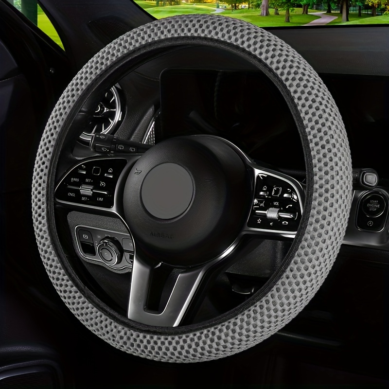 

15-inch Car Steering Wheel Cover, Nylon Mesh, Anti-slip Grip, Comfortable , Washable - Fits Most Cars, No Required