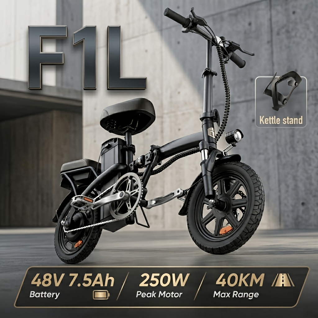 Image of Enjoy Commuting Relaxing Picnics Or Camping With The F1l Foldable Ultra Light 14 Inch Electric Bike 250w Motor 48v Battery 40km Range 3 Riding In Boot For A Surprise To