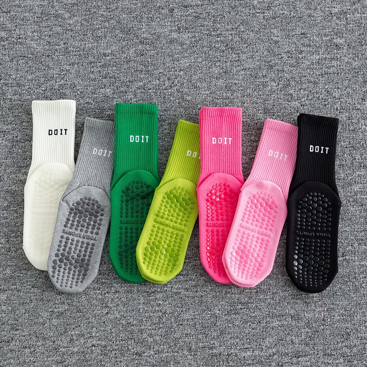 E-shop 7 Paar rutschfeste, dünne professionelle Yoga-Socken für Damen für Innenböden, rutschfeste Yoga-Socken für Erwachsene, Pilates-Socken