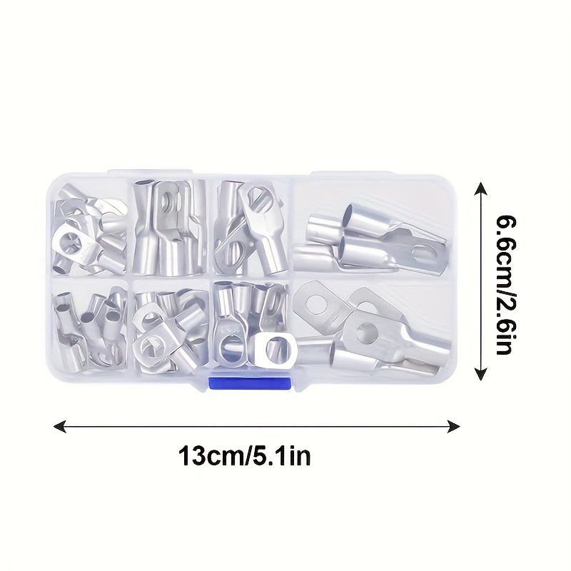 60pcs Hole Copper Terminals Set, Crimp Connectors, Cable Lugs, Ring Terminals, Wire Connectors, Cable Crimps, Terminal Connector, Cable Lugs Ring Battery Terminal End Kit 0-36v