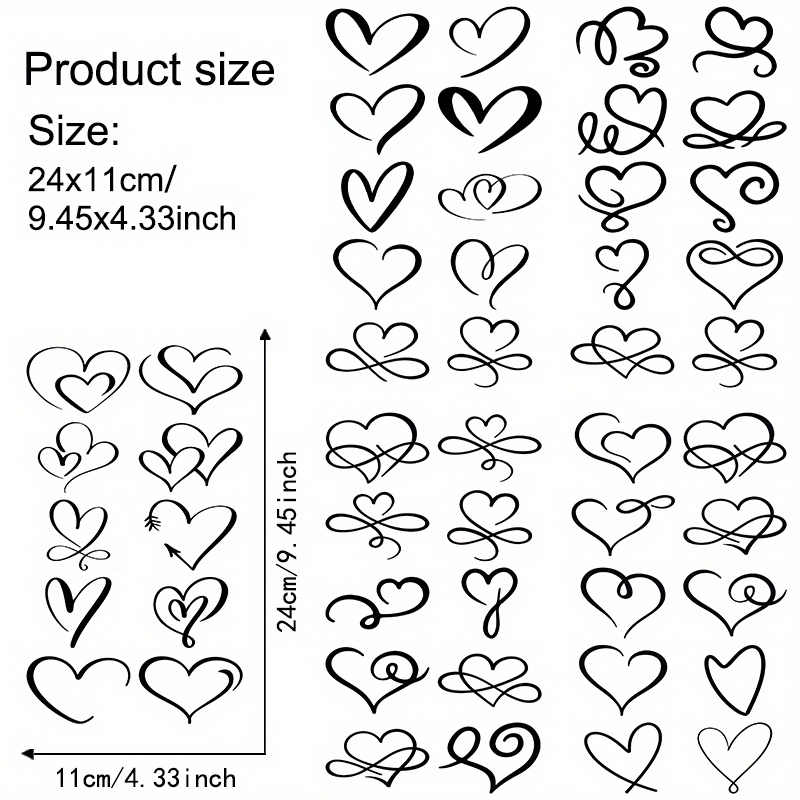 Image of 5pcs Set Hand--themed Casual Transfer Paper (transfer !) Featuring Creative Designs Such As Hearts, Layered Hearts, And Hand-drawn Elements. Is Casual And Minimalist. Suitable For Casual Keepsakes