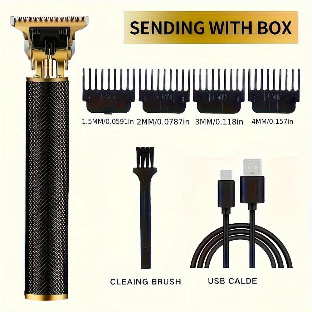 TEMU Professional Clipper, Rechargeable Metal With Usb Charging, Zinc Alloy Body, 400mah Lithium Battery