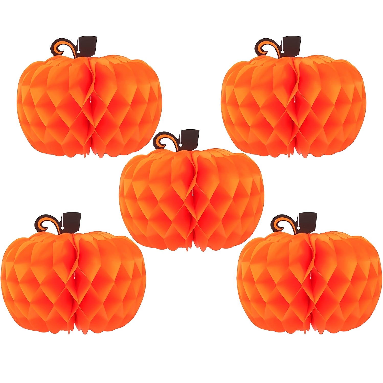 TEMU 5 Paper Honeycomb Balls Decorated With Autumn Pumpkins, Honeycomb Ball Ornaments, Desktop Main Table Decoration, Suitable For Hanging Pendants