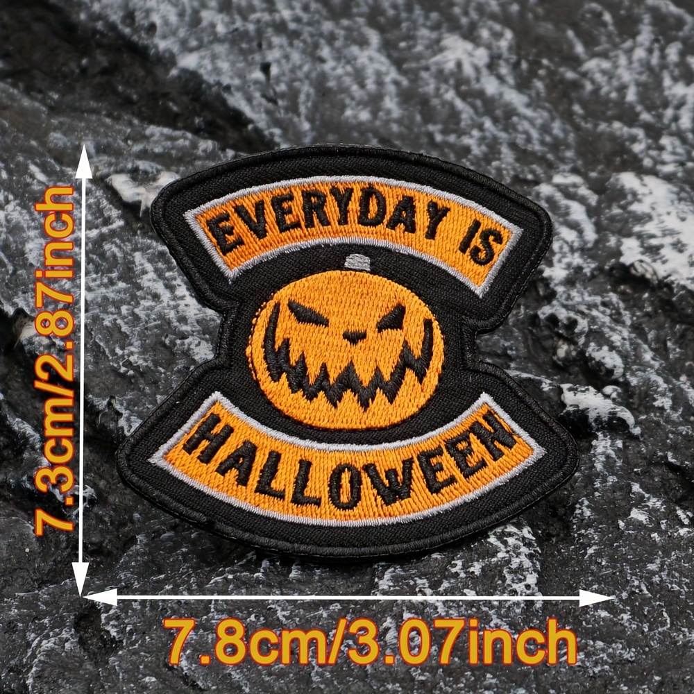 Halloween Pumpkin Embroidered Patch "everyday Is Halloween" - Iron On/sew On Badge For Jackets And Backpacks, Pack Of 1
