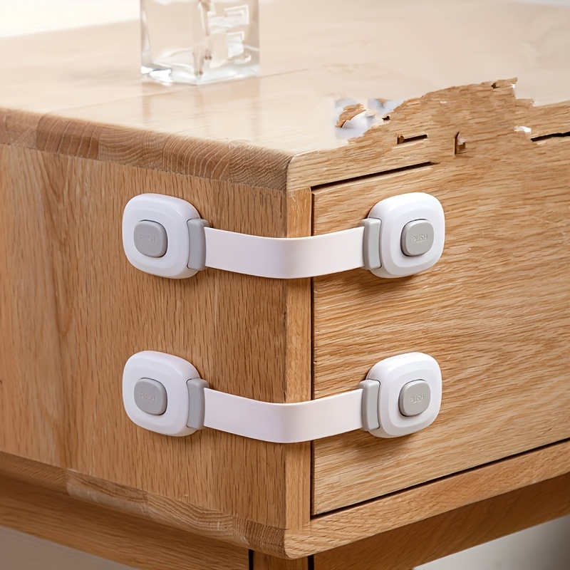 Image of 2pcs Safety Locks, Drawer Protector Latches, Anti-pinch Unlocking For Refrigerator Cabinet Doors