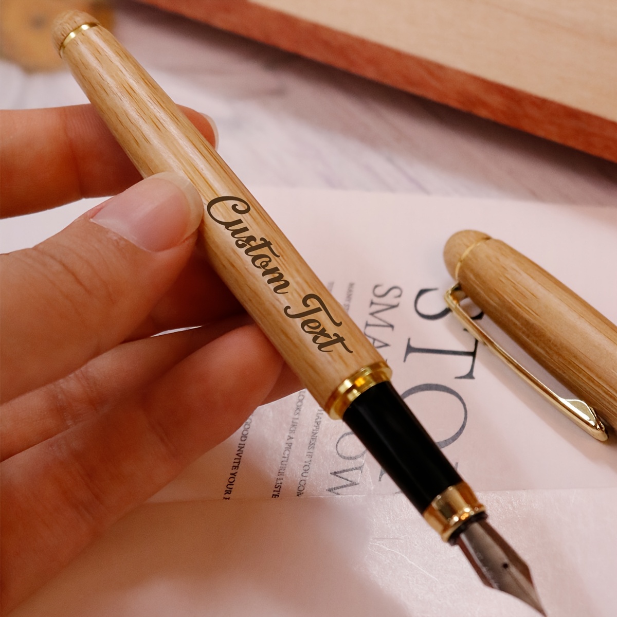 Custom Text Fountain Pen(with Gift Box & Without Gift Box), Personalized Teacher Pens, Customized Fountain Pens For Writing, Customizable Birthday Gifts, Couples, Office, Family, , Father