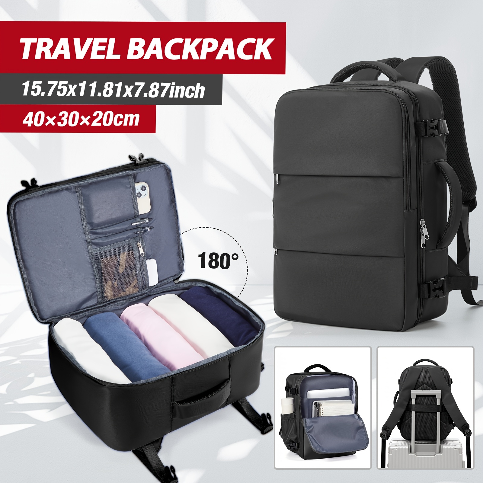 TEMU Mochila de viaje Ryanair Cabin Bags 40x30x20, mochila de senderismo de gran capacidad para , equipaje de de aerolínea, mochila de exterior para