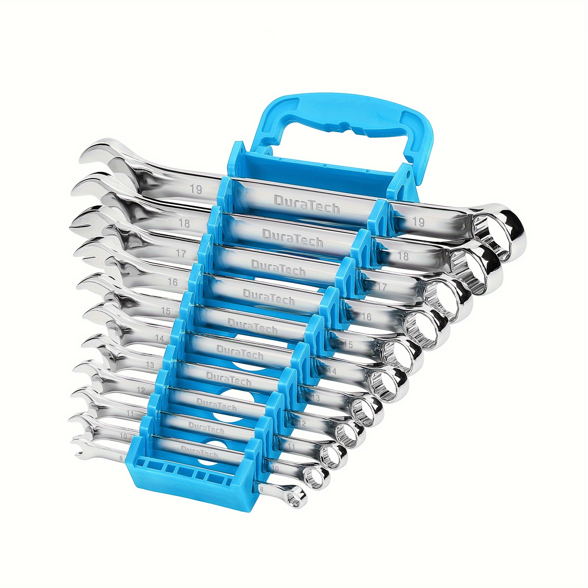 

Duratech Combination Wrench Set, Metric, 11-piece, 8, 10, 11, 12, 13, 14, 15, 16, 17, 18, 19mm, 12-point, Cr-, Organized In Wrench Holder