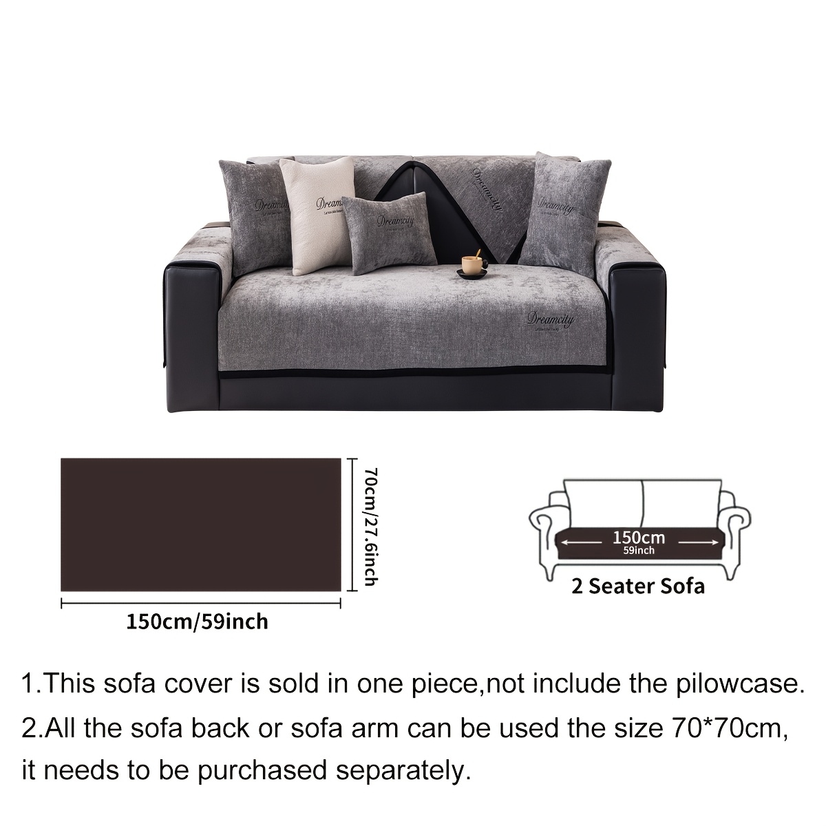 Image of 1pc Of Solid Color Non-slip Sofa Cushion, Breathable And Fashionable Sofa Cover, Suitable For Living Room, Bedroom, And Office, Fits 1-4 Seater Sofas