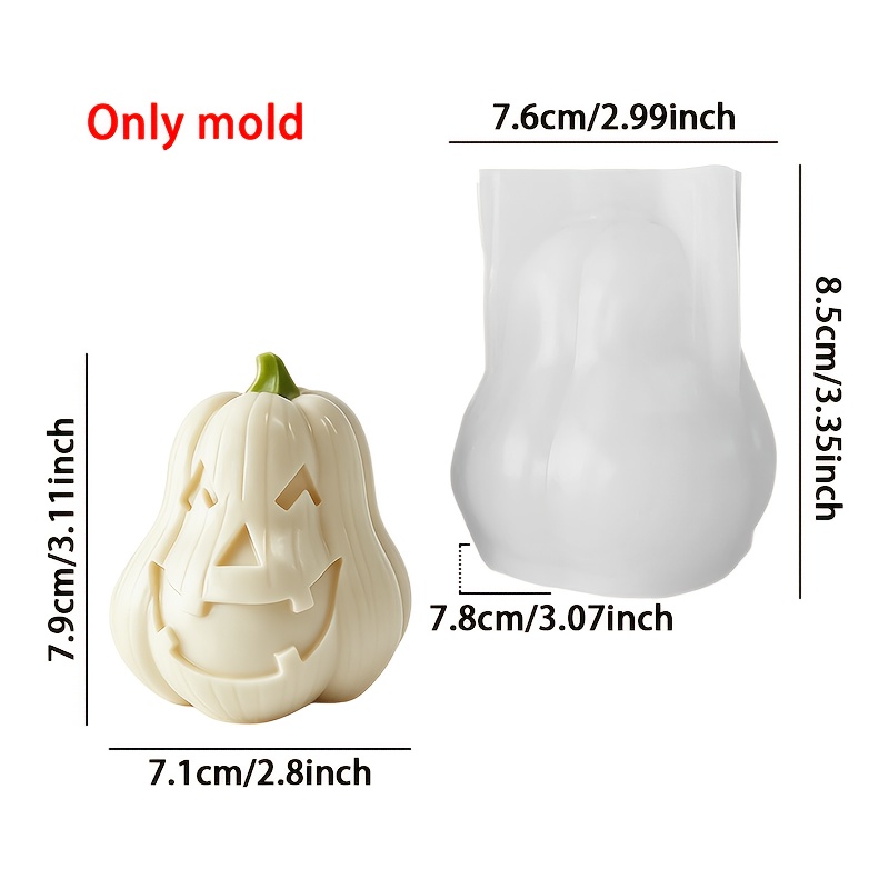 TEMU Stampo in silicone per resina - Stampo in silicone 3D a testa di zucca | Resistente al calore, facile da sformare, riutilizzabile | per resina,