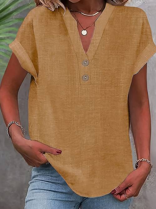 new solid color short sleeve elegant tops for womens spring and summer versatile and stylish