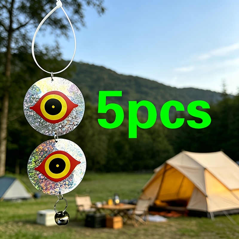 1/2/3/5/4pcs Upgraded Nylon Zip Tie Double-sided Eagle Eye Reflective Bird Repellent Discs, Thick Pet Laser High , Sunscreen Hanging Bird Scarer For Garden Farm