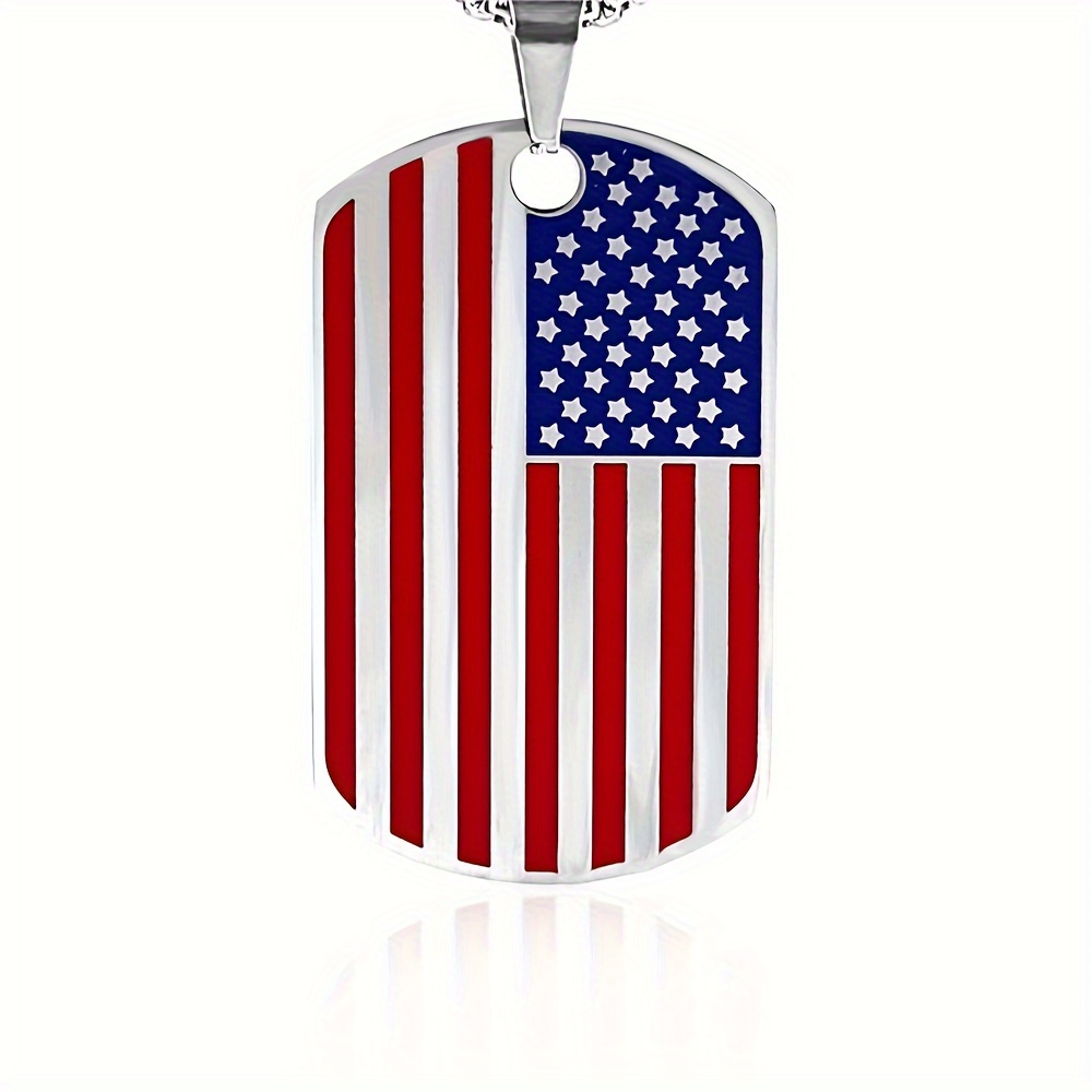 

Usa Flag Dog Tag Pendant Necklace For Boy Women Men