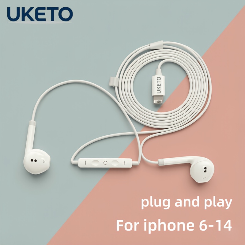 TEMU Écouteurs filaires avec microphone intégré, contrôle du volume, interface , plug and play, -auriculaires adaptés pour iPhone