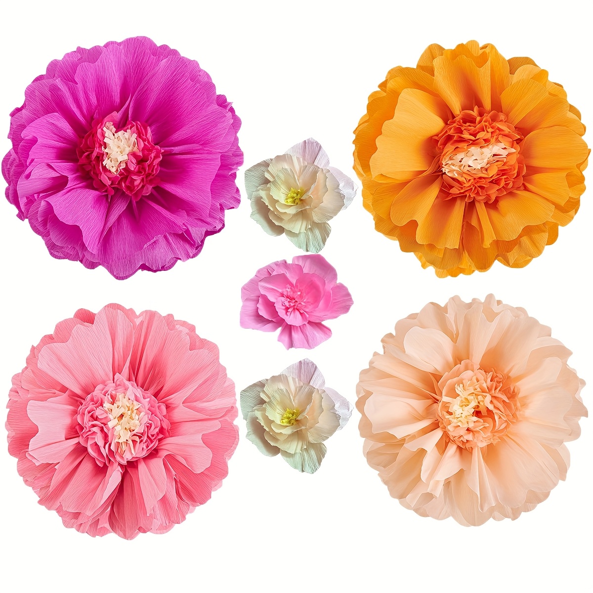 TEMU A Set Of 7 Enormous Flower Party Decorations, Mixed Colors Enormous Paper Flower Tissue Paper Decorations, Spring Party Decoration Flowers,