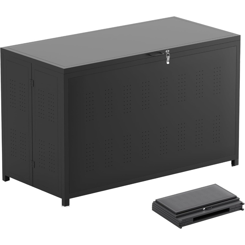 TEMU Trash Bin Outdoor Large Capacity Garbage Station Storage Box Foldable Outdoor Trash Storage Rack Crow & Proof Waste Collection Box Garden Use