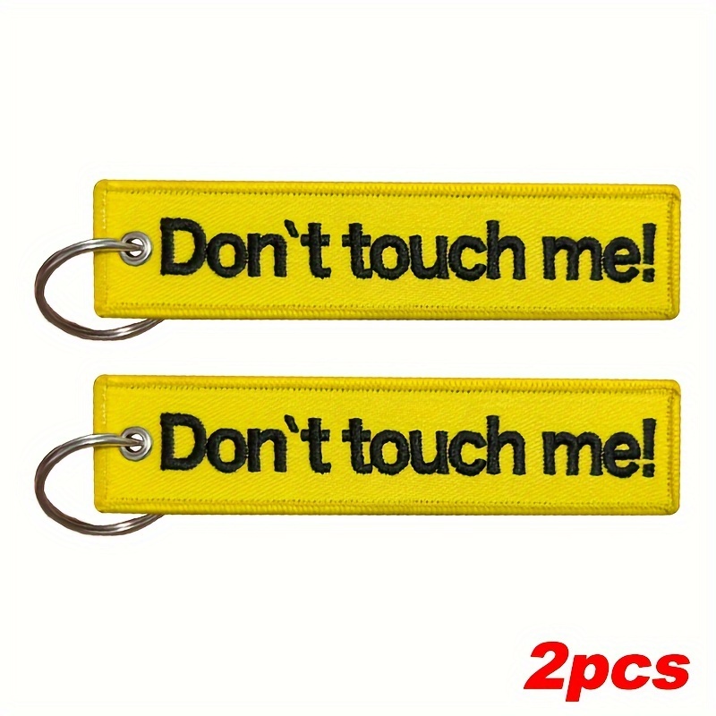 Image of Wholesale Keychain Additions For Motorcycles Featuring Double-sided Embroidery With Yellow Lettering That ' Me' In Sets Of 2 Or 3