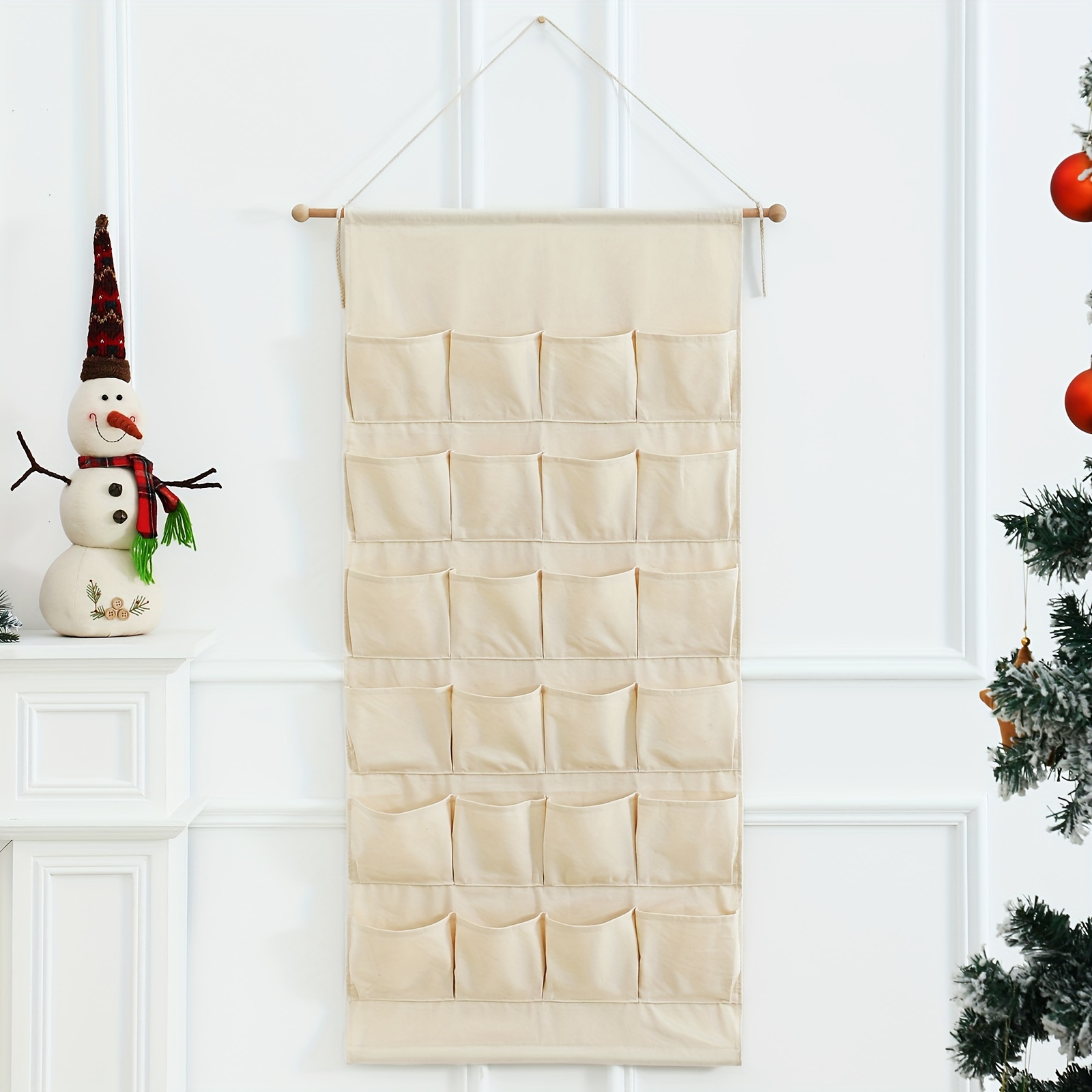 

Dyshayen Classic Christmas Advent Calendar With Pockets - Countdown Decor, No Batteries Required,