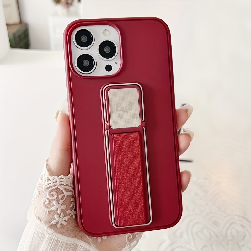 TEMU Phone Case - New Minimalist And Stylish Invisible Stand Wrist Strap Phone Case For Iphone 11 12 13 17 Pro Air, Fully Protective Soft Shell For