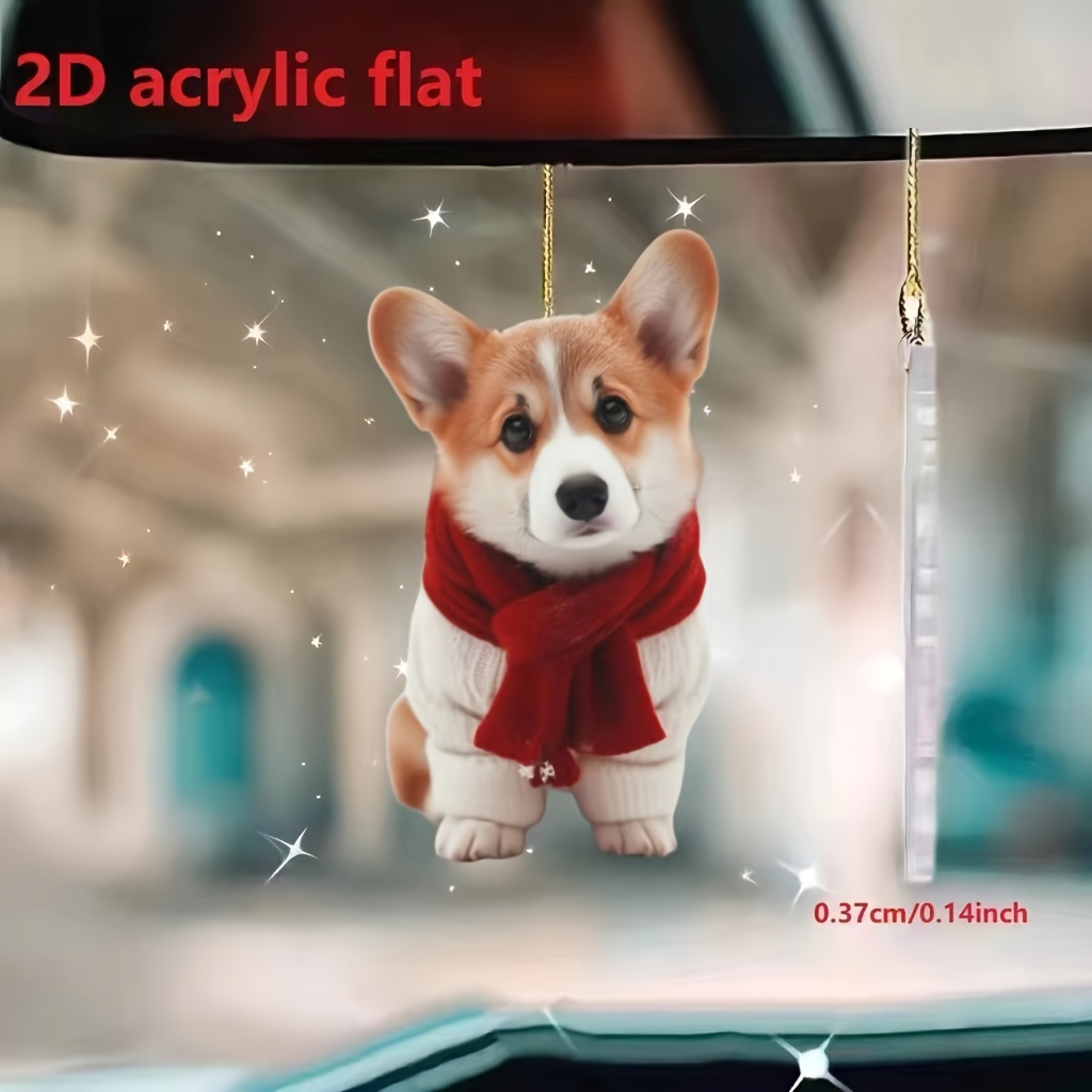 

1pc Cute Corgi Acrylic Hanging Ornament, Holiday Season Decorative Pendant For Christmas Tree, Charm For Bags And Keys, Festive Party Supplies