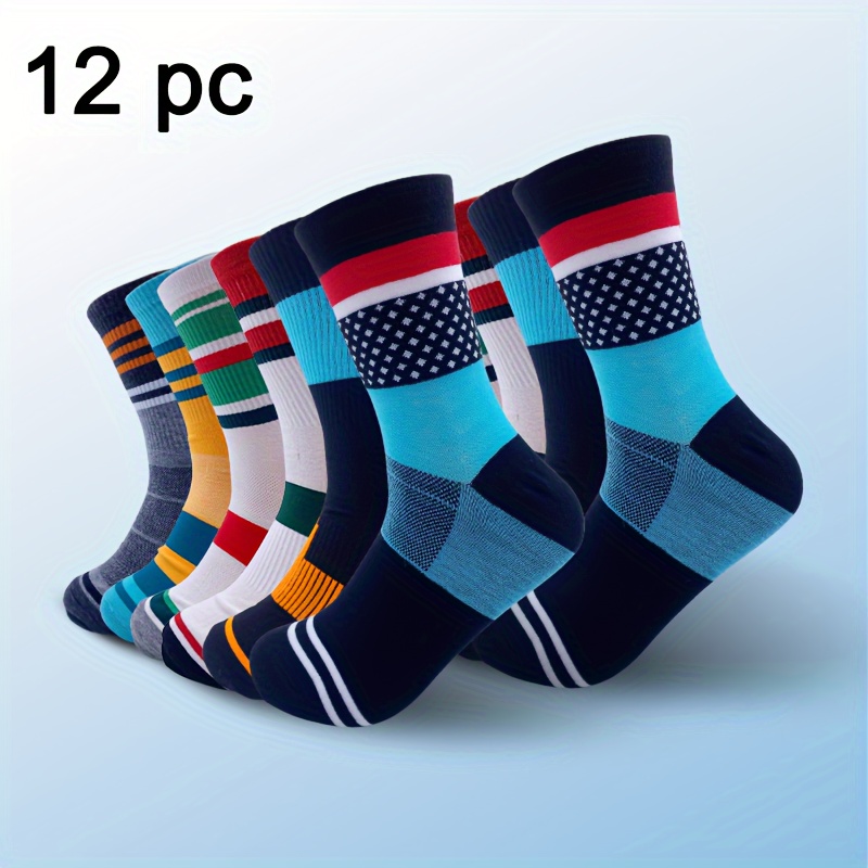

12/24 Pairs Of All-season Casual Fashion Socks - Vibrant Athletic Crew Socks, Perfect For Men, Women, And Teens
