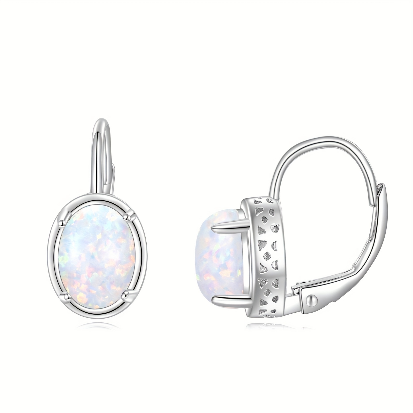 yfn 925 sterling silvery opal earrings for women Product details 3
