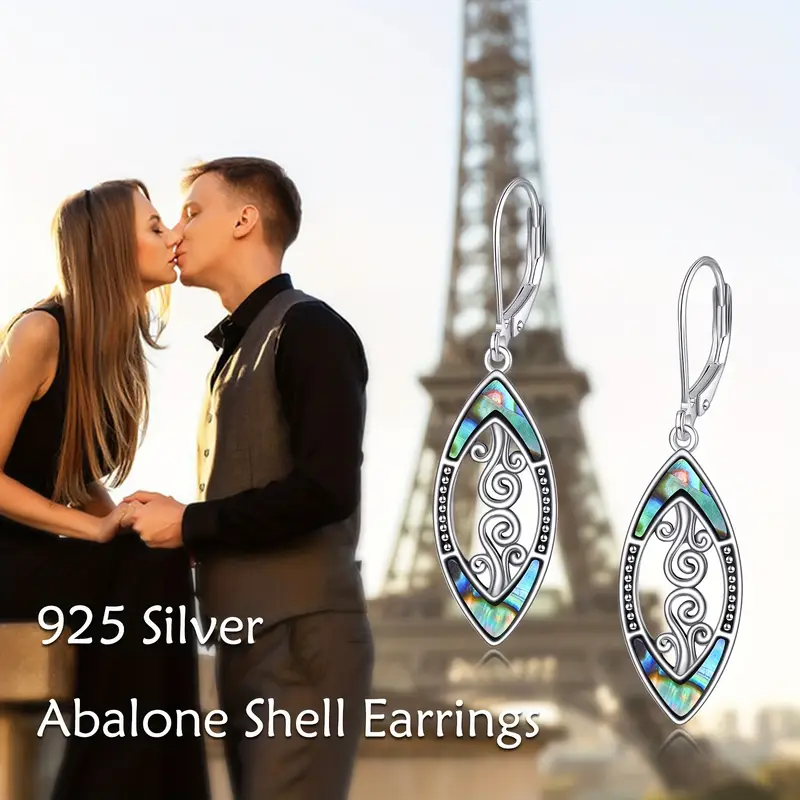 925 sterling silver abalone shell dangle drop earrings for women bohemian earrings jewelry gift Product details 5
