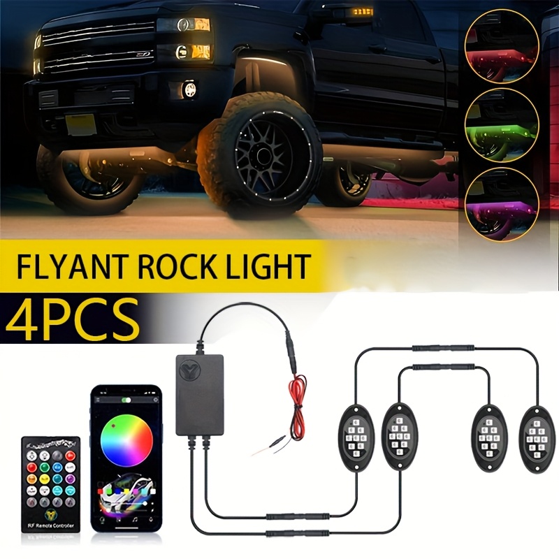 

Flyant Rock Lights For Trucks, 4/6/8/10 Pods Rgb Led Rock Lights Kit With App/remote Control & , Wireless , Cars Underglow, Footwell Neon Light Kits, For Pickup Off Road Rzr Suv Atv Utv Car 12v