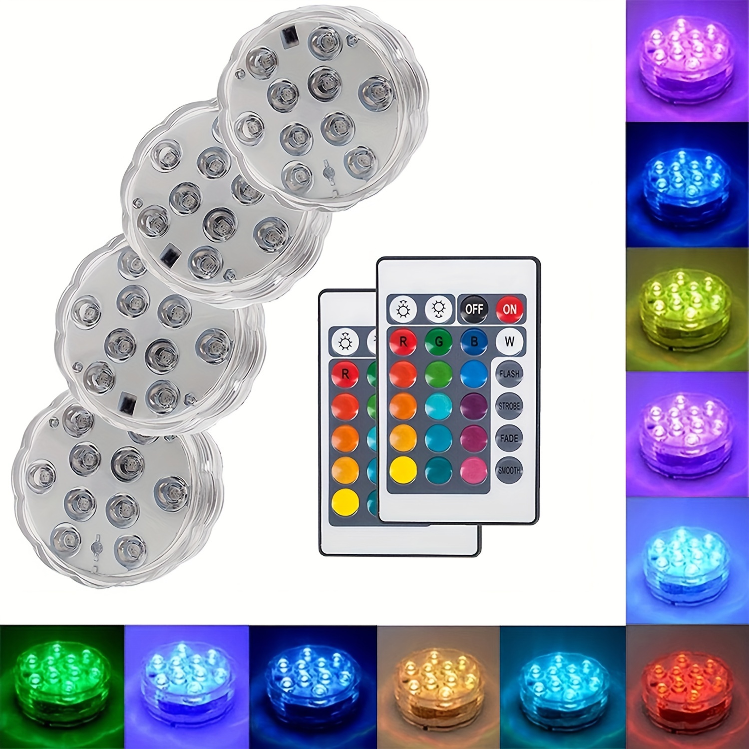 Submersible Led Lights Remote Control Battery Powered Rgb - Temu