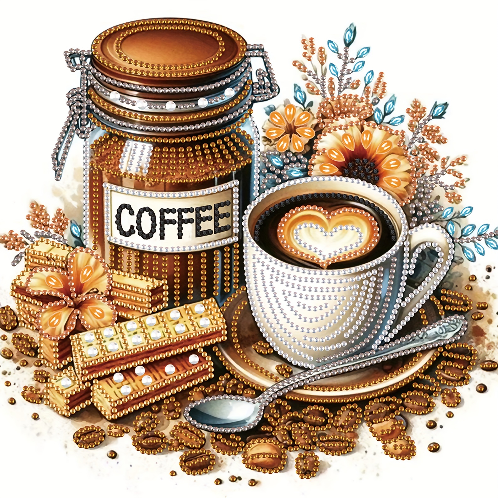 Image of 5d Special Shape Kits For Beginners, Painting Kits For Adults, Crystal Rhinestones Painting For Home Wall Decoration Gift 12×12 Inch, Coffee