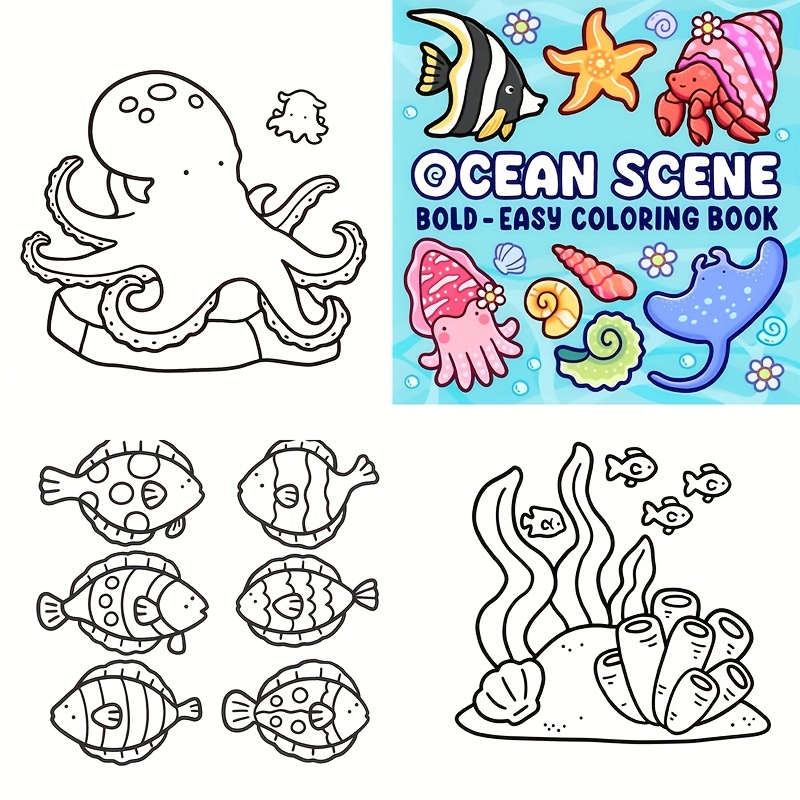 

1 livre de coloriage de scène océanique et de - blanc, Relaxation et Cadeau pour les anniversaires, le à , Thanksgiving et Noël